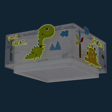 Dalber 73456 - Дитячий стельовий світильник DINOS 2xE27/60W/230V
