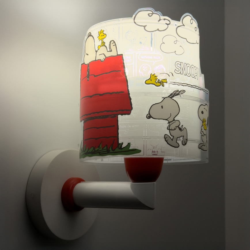 Dalber 76309 - Детский настенный светильник SNOOPY 1xE27/15W/230V белый/красный