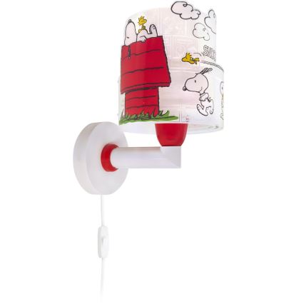 Dalber 76309 - Детский настенный светильник SNOOPY 1xE27/15W/230V белый/красный