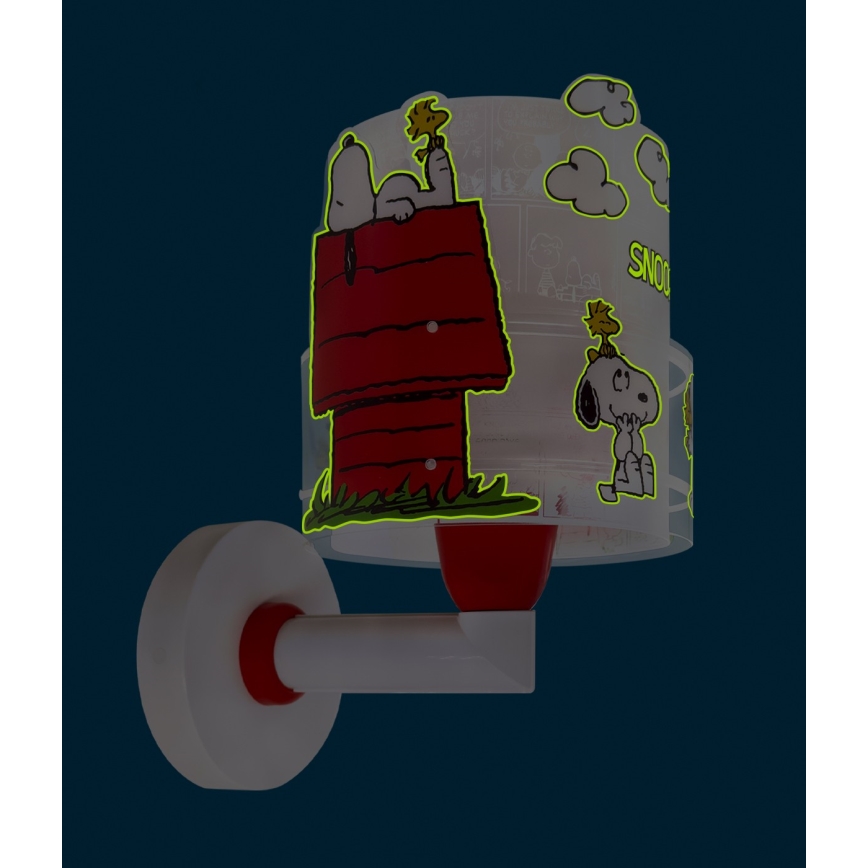 Dalber 76309 - Детский настенный светильник SNOOPY 1xE27/15W/230V белый/красный