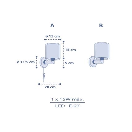 Dalber 76639 - Дитяча настінна лампа MOON DREAMS 1xE27/15W/230V синя