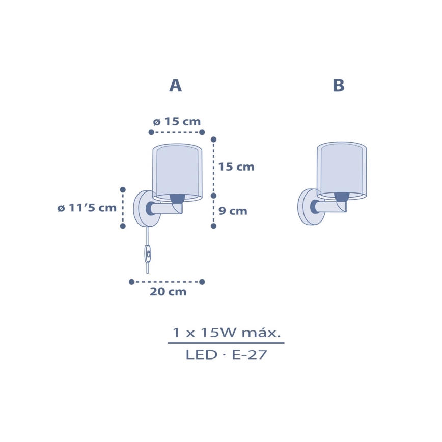 Dalber 76639 - Дитяча настінна лампа MOON DREAMS 1xE27/15W/230V синя