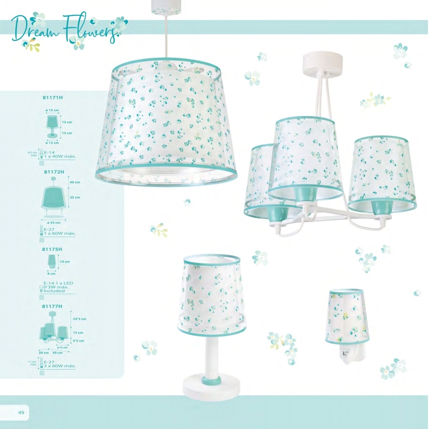 Dalber 81171H - Дитяча лампа DREAM FLOWERS 1xE14/40W/230V
