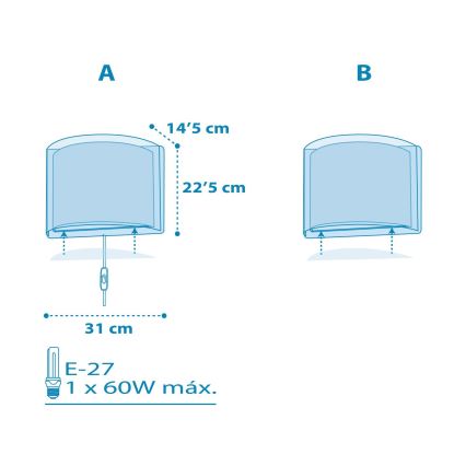 Dalber 81198T - Детский настенный светильник LIGHT FEELING 1xE27/60W/230V
