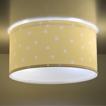 Dalber 82216A - Дитячий стельовий світильник STAR LIGHT 2xE27/60W/230V жовтий