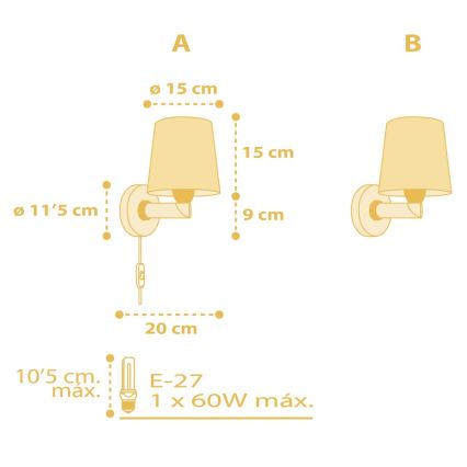 Dalber 82219A - Дитячий настінний світильник/бра STAR LIGHT 1xE27/60W/230V жовтий