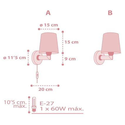 Dalber 82219S - Дитячий настінний світильник/бра STAR LIGHT 1xE27/60W/230V рожевий