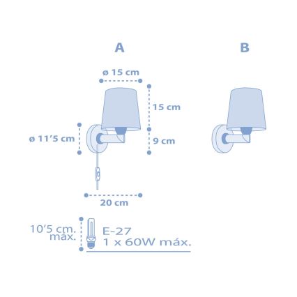 Dalber 82219T - Дитячий настінний світильник/бра STAR LIGHT 1xE27/60W/230V синій