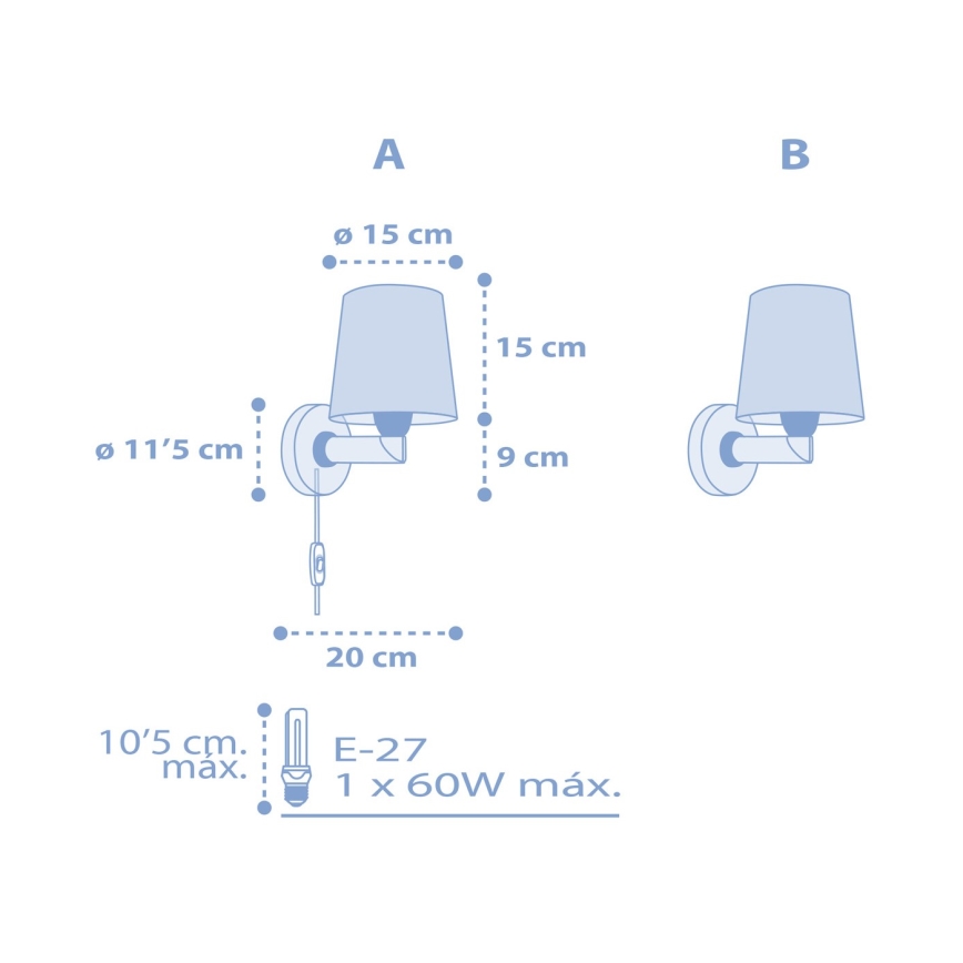 Dalber 82219T - Дитячий настінний світильник/бра STAR LIGHT 1xE27/60W/230V синій