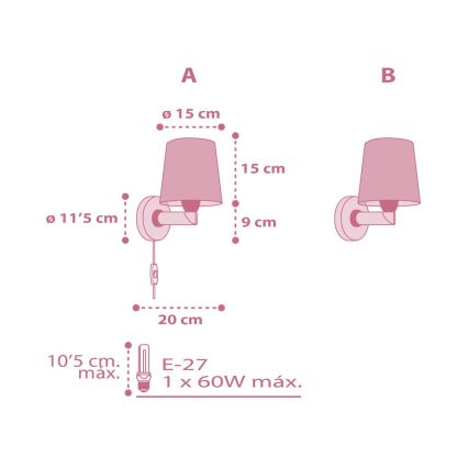 Dalber 82469 - Детский настенный светильник FLAMINGO 1xE27/15W/230V