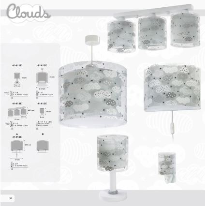 Dalber D-41413E - Детский потолочный светильник CLOUDS 3xE27/60W/230V