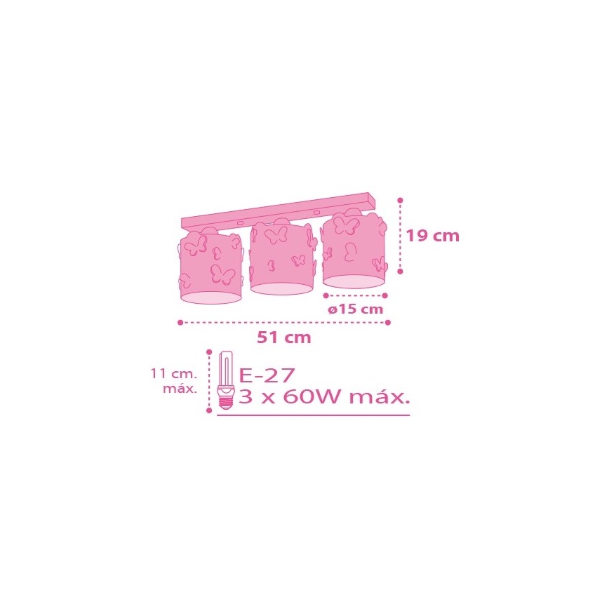 Dalber D-62143 - Дитячий стельовий світильник МЕТЕЛИК 3xE27/60W/230V