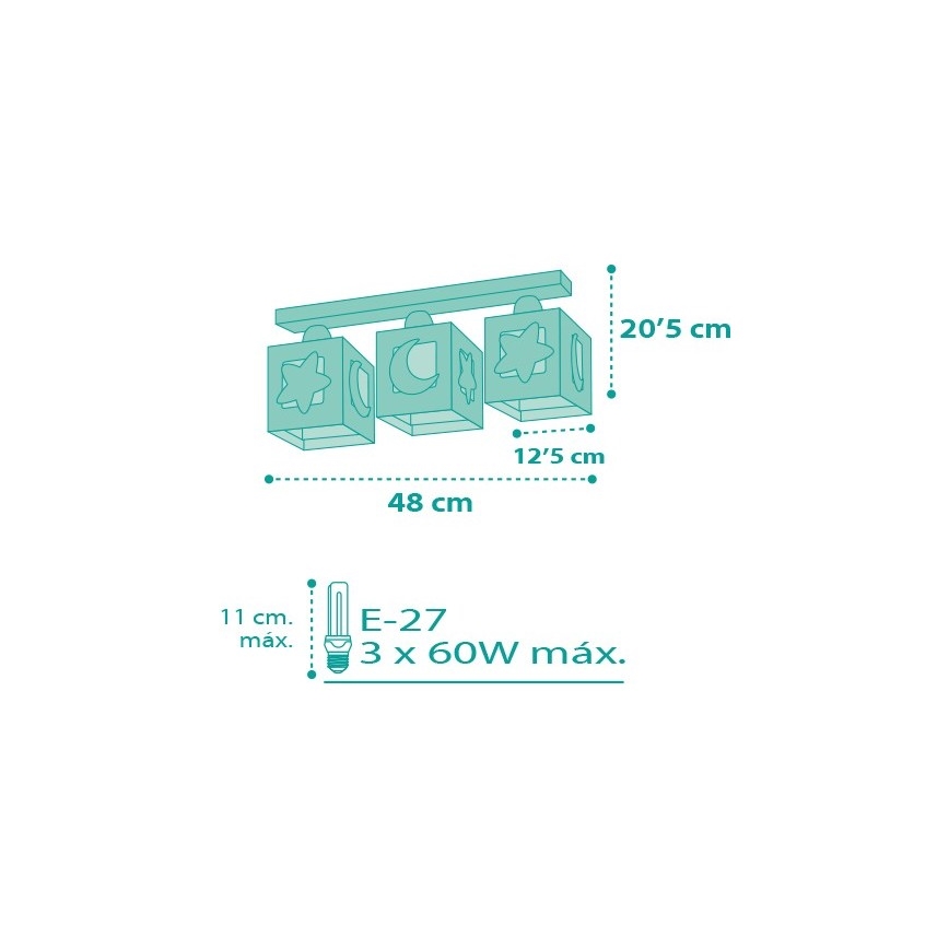 Dalber D-63233NH - Детский потолочный светильник MOONLIGHT 3xE27/60W/230V