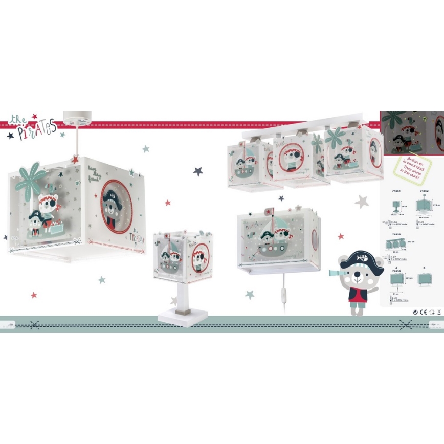 Dalber D-74552 - Дитяча люстра PIRATES 1xE27/60W/230V