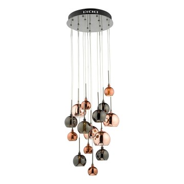 Där Lighting AUR1564 - Подвесная люстра на тросе AURELIA 15xG4/10W/230V чёрный/медный