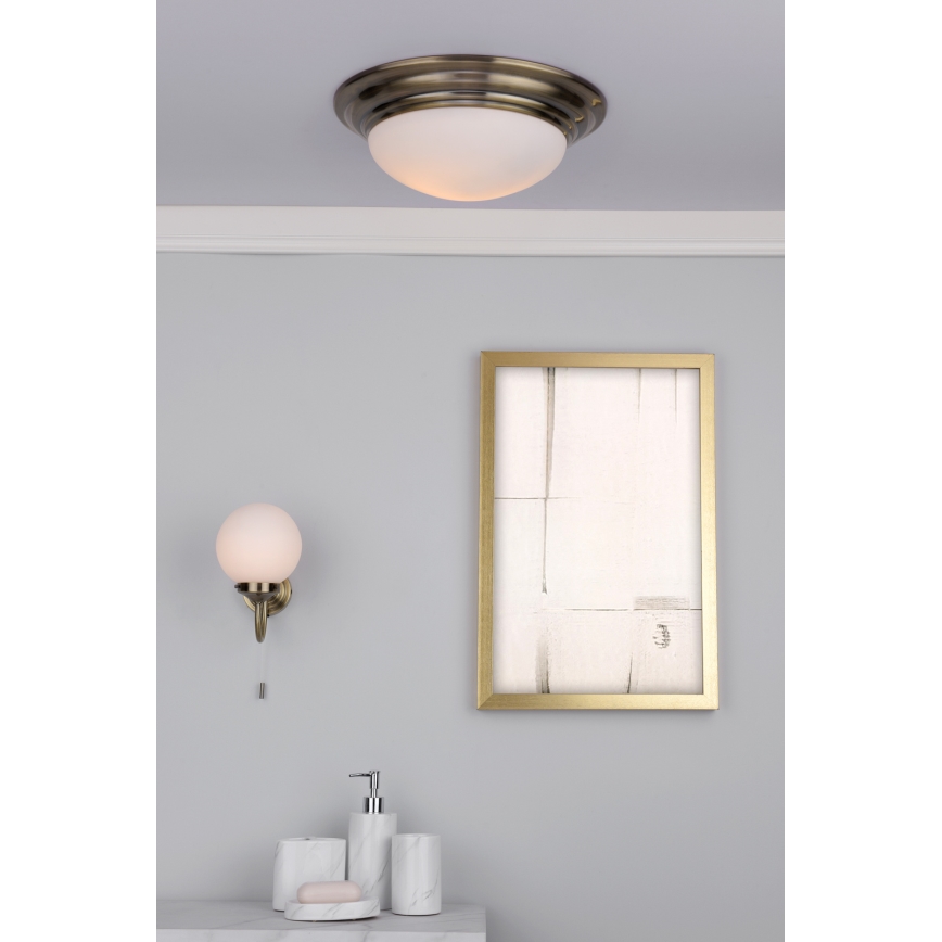 Där Lighting BAR5075 - Стельовий світильник для ванної кімнати BARCLAY 1xE27/60W/230V діаметр 38 см латунь