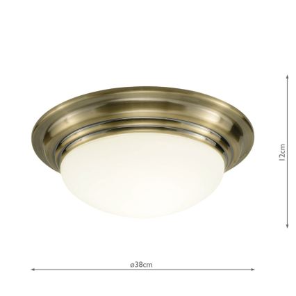 Där Lighting BAR5075 - Стельовий світильник для ванної кімнати BARCLAY 1xE27/60W/230V діаметр 38 см латунь