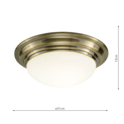 Där Lighting BAR5275 - Стельовий світильник для ванної кімнати BARCLAY 1xE27/60W/230V, діам. 31 см, латунь