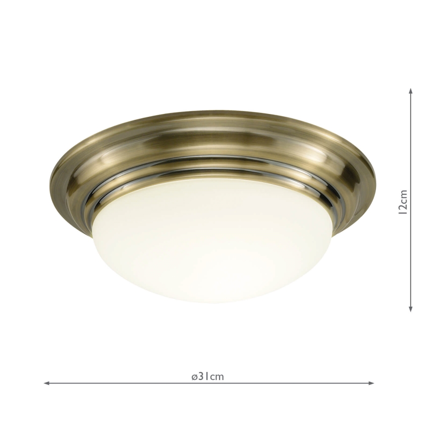 Där Lighting BAR5275 - Стельовий світильник для ванної кімнати BARCLAY 1xE27/60W/230V, діам. 31 см, латунь