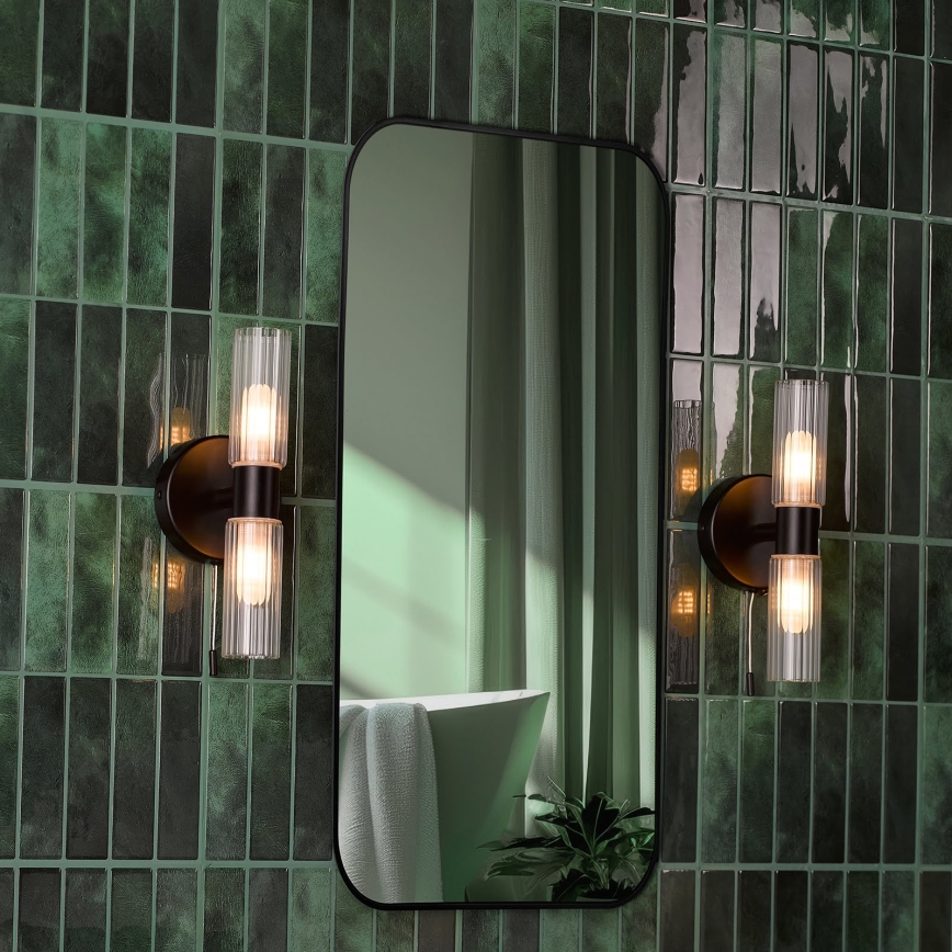 Där Lighting BOL0922 - Бра для ванной комнаты BOLTON 2xG9/5W/230V IP44 черный