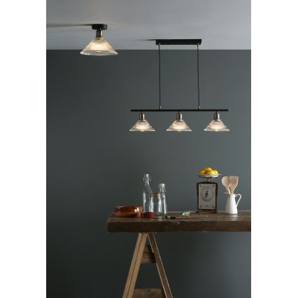 Där Lighting BOY0175 - Стельовий світильник BOYD 1xE27/60W/230V діам. 25 см латунь/прозоре скло