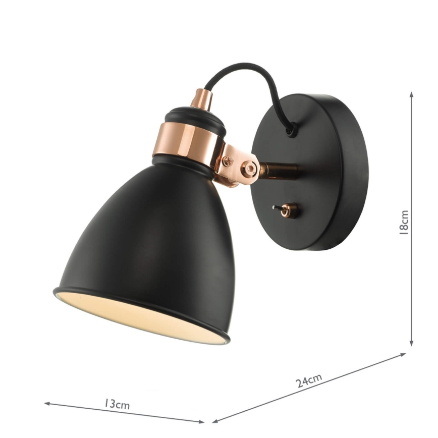 Där Lighting FRE0722 - Настінний точковий світильник FREDERICK 1xE14/40W/230V чорний