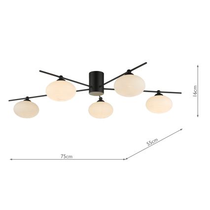 Där Lighting JAS5422 - Накладна люстра JASPER 5xG9/25W/230V чорна