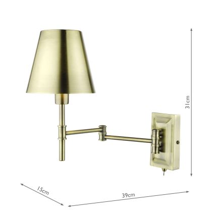 Där Lighting KEN0775 - Гибкий настенный светильник KENSINGTON 1xE14/25W/230V латунь