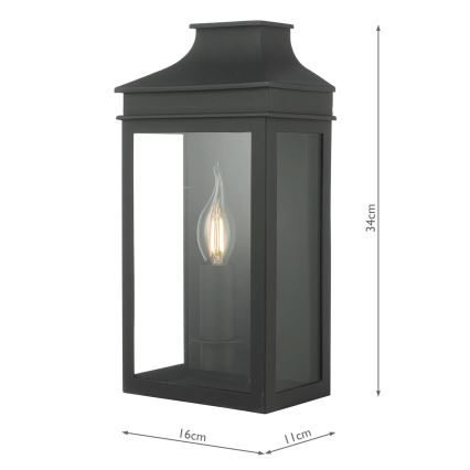 Där Lighting VAP5222 - Зовнішній настінний світильник VAPOUR 1xE14/60W/230V IP44 чорний