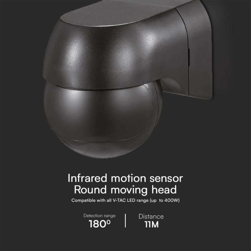 Датчик движения PIR 180° 400W/230V IP44 черный