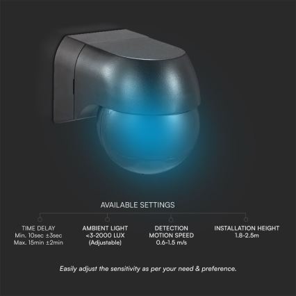 Датчик движения PIR 180° 400W/230V IP44 черный