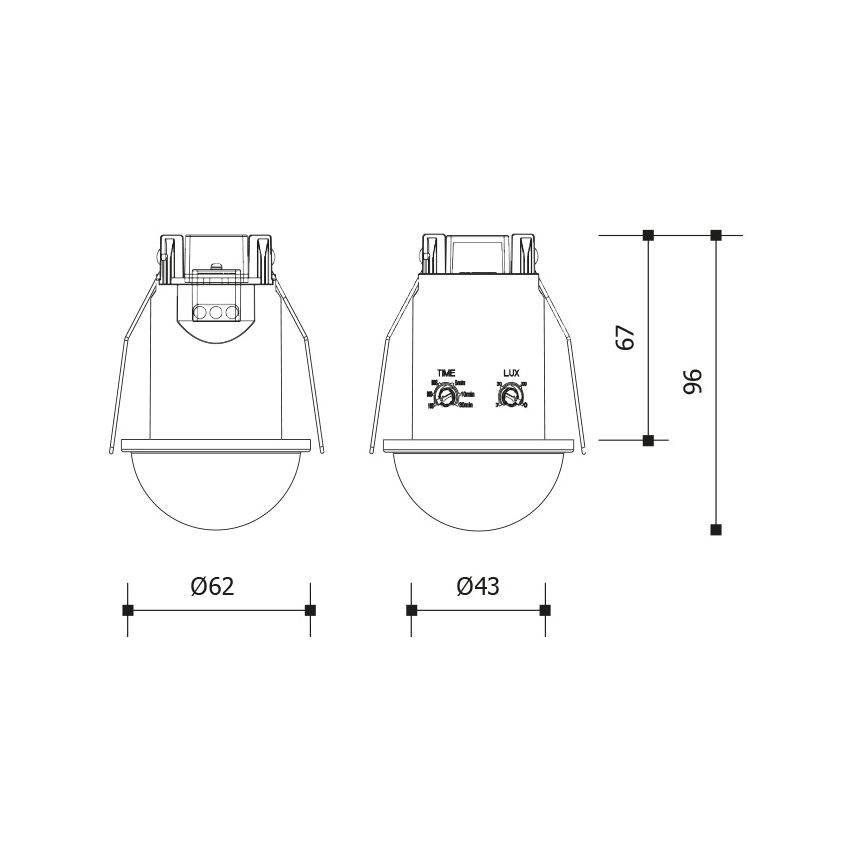 Вбудований датчик руху та сутінків 360° 1200 Вт/230 В IP54 білий