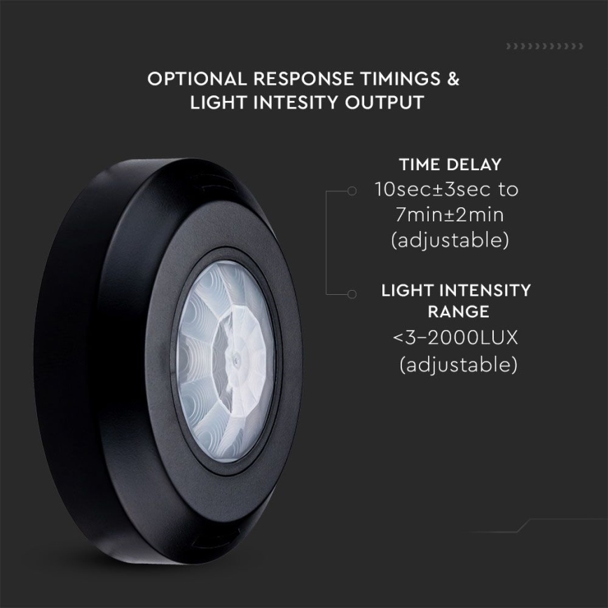 Датчик руху інфрачервоний 360° 200W/230V чорний