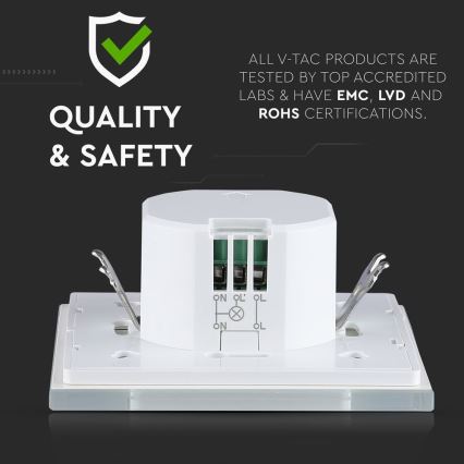 Датчик руху мікрохвильовий 180° 300W/230V білий