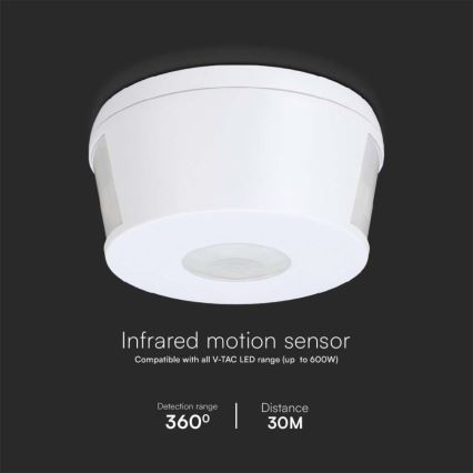 Датчик руху інфрачервоний 360° 230V білий