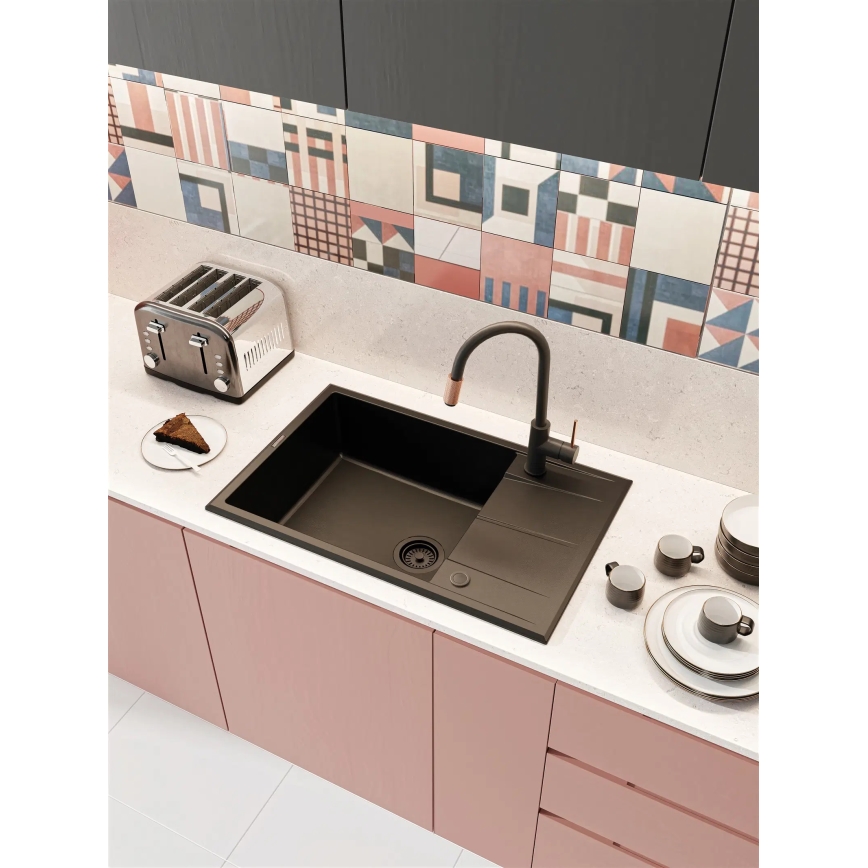 Deante BCA_B64M - Кухонный смеситель ASTER чёрный/латунь