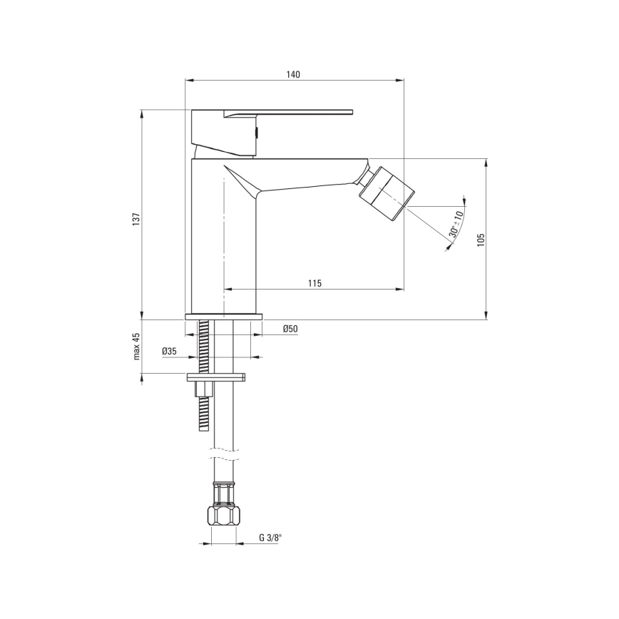 Deante BGA_N30M - чорний змішувач для біде ALPINIA