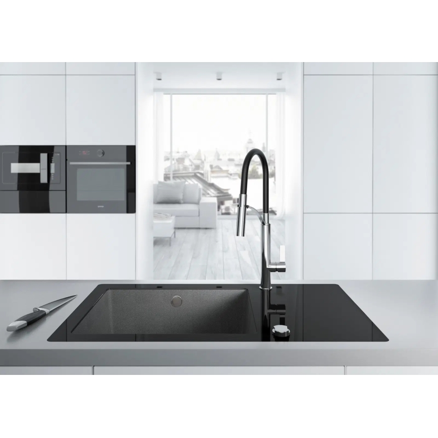 Deante BGB_B720 - Змішувач для кухонної мийки з гнучким виливом GERBERA чорний/хром