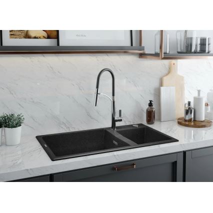 Deante BGB_B720 - Змішувач для кухонної мийки з гнучким виливом GERBERA чорний/хром