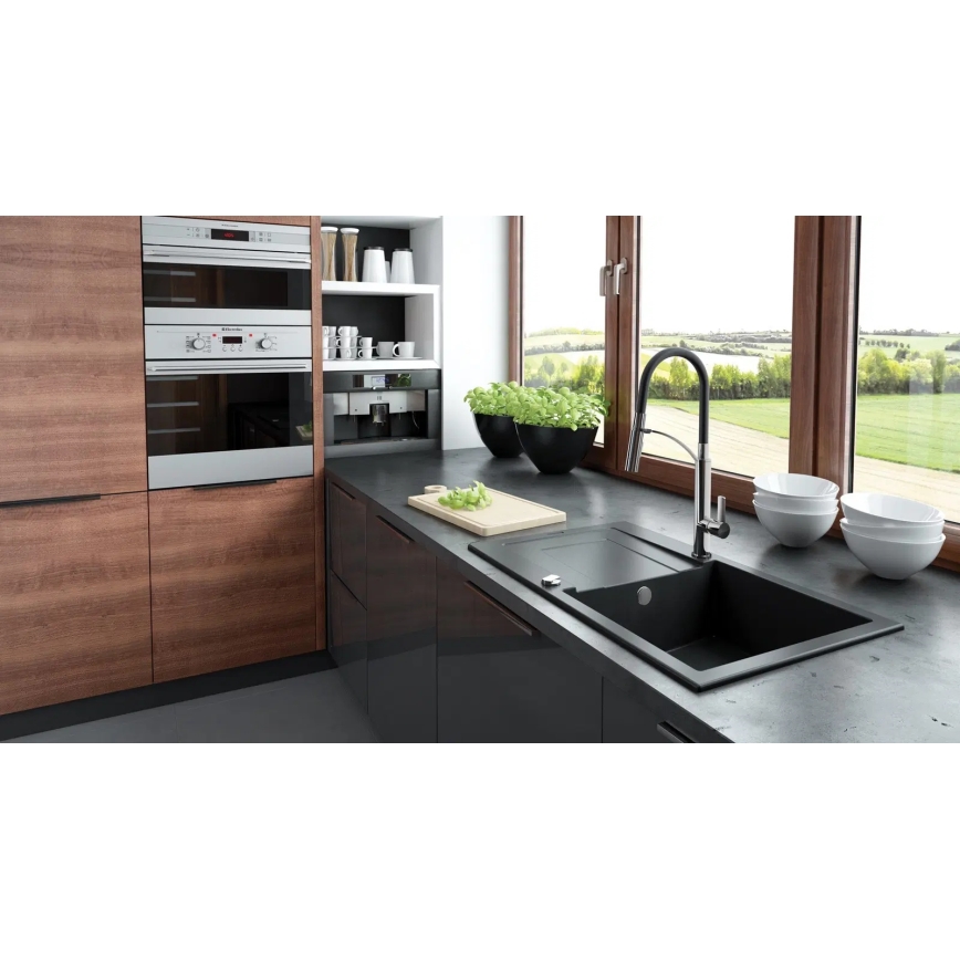 Deante BGB_B720 - Змішувач для кухонної мийки з гнучким виливом GERBERA чорний/хром