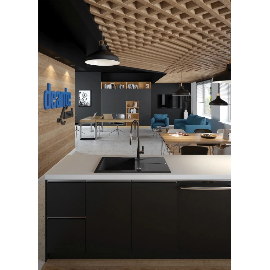 Deante BGB_B720 - Змішувач для кухонної мийки з гнучким виливом GERBERA чорний/хром