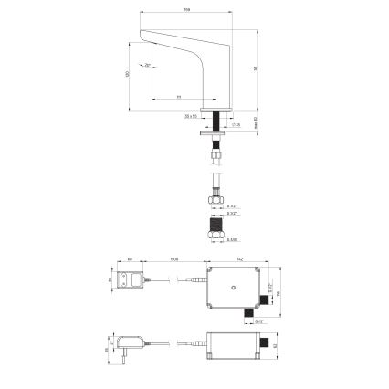 Deante BQH_028V - Безконтактний змішувач для умивальника HIACYNT 230/6V глянцевий хром