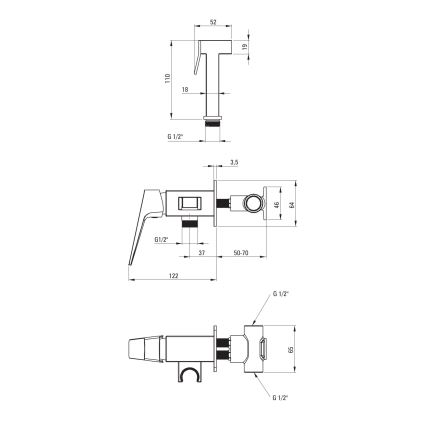 Deante BQL_N34M - Смеситель для биде BLUR с гигиеническим душем для скрытого монтажа, черный