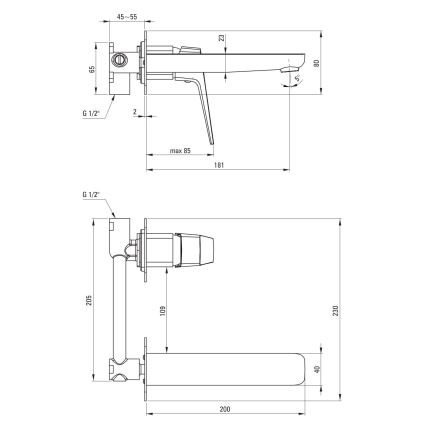Deante BQL_N54L - Змішувач для раковини для прихованого монтажу BLUR чорний