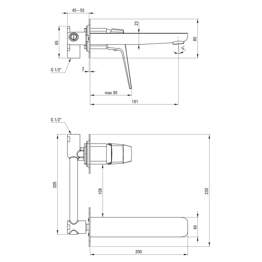 Deante BQL_N54L - Змішувач для раковини для прихованого монтажу BLUR чорний