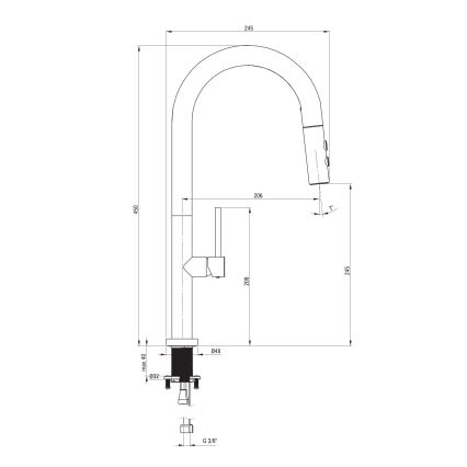 Deante BQO_N72M - Змішувач для раковини з висувним душем OLFATO чорний