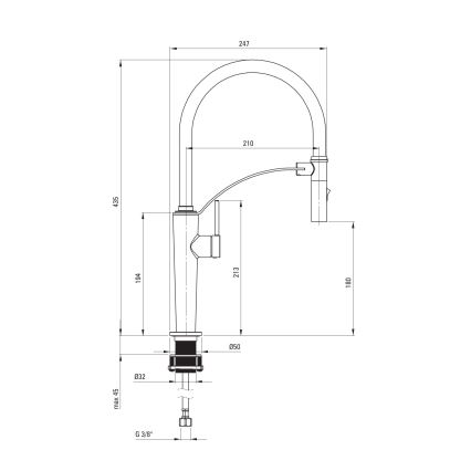 Deante BRC_072M - Смеситель для мойки с гибким изливом CORDA блестящий хром