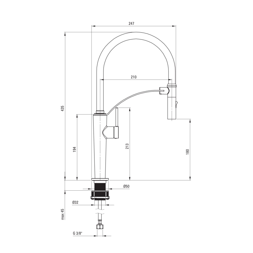 Deante BRC_072M - Смеситель для мойки с гибким изливом CORDA блестящий хром