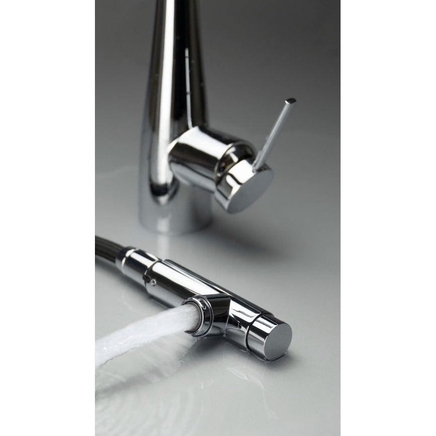 Deante BRE_075M - Змішувач для кухонної мийки з висувним душем ERIDAN, блискучий хром
