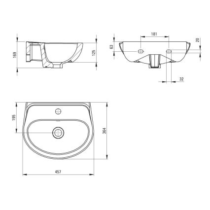 Deante CDJ_6U4W - Подвесной умывальник с отверстием JASMIN 45,7x36,4 cm керамика/белый